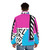 Colorful retro memphis abstract puffer jacket with geometric patterns - men back