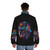 Colorful puffer jacket with a sci-fi, galactic design - men back