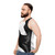 Wolf love unisex tank top, minimalist black and white graphic - men side