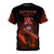 T-shirt featuring a fantasy character with demon horns and a splash art design