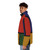 A colorful, abstract, and geometric Mondrian-inspired puffer jacket - men side left