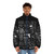The Strokes inspired black and white puffer jacket with collage design - men front