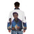 Blue puffer jacket with Colin Bridgerton fanart design - men back