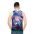 Unisex tank top with cosmic, nature-inspired Midnight Garden artwork - men back