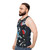 Space-themed unisex tank top with rocket ship and cosmic imagery - men side