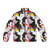 Cockatoo puffer jacket with vibrant bird-themed design