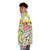 Colorful puffer jacket featuring Cloudman, Glueman, and Moon Alien characters from children's comic - men side left