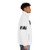Black and white puffer jacket with a close-far optical illusion design - men side right