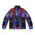 Colorful and abstract clockwork puffer jacket