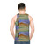 Windswept unisex tank top featuring a scenic landscape - men back