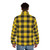 Clan Macleod of Lewis tartan puffer jacket, featuring a bold red, yellow, and black plaid pattern - men back