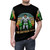Painting of a cool superhero on an all-over print t-shirt - men front