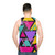 Unisex Memphis Triangles Tank Top with Retro Geometric Pattern - men back