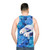 Unisex tuxedo guppy tank top with blue hydrangea floral design - men back