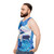 Unisex tuxedo guppy tank top with blue hydrangea floral design - men side