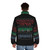 A festive puffer jacket featuring the iconic Stranger Things design for the holiday season. - men back