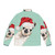 A cute and adorable Christmas llama wearing a green puffer jacket - Back