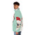 A cute and adorable Christmas llama wearing a green puffer jacket - men side left