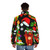 A cozy and stylish puffer jacket with a festive Christmas pattern - men back