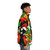 A cozy and stylish puffer jacket with a festive Christmas pattern - men side right