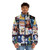 Christmas film collage puffer jacket featuring iconic holiday movies - men front