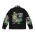 A cheerful puffer jacket featuring a Christmas dinosaur tree rex design - Back