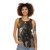 A stylish unisex tank top featuring a bay horse trotting in the autumn rain - women