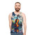 Unisex tank top with nature-inspired artistic landscape and melodic reflection - men