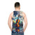 Unisex tank top with nature-inspired artistic landscape and melodic reflection - men back