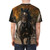 A t-shirt design featuring a bay horse trotting through autumn rain and puddles. - men back