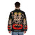 Tibetan Chitipati puffer jacket with dancing skeletons and fire - men back