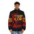 "Children of the Corn" inspired puffer jacket with horror movie imagery - men front