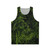 Unisex tank top with botanical print of tropical leaves