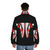 Chicago Bulls puffer jacket with vintage team logo and city skyline - men back