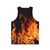 Unisex tank top with a fiery nighttime campfire design - Back