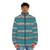 Cheshire Cat Alice In Wonderland Puffer Jacket with Vintage Collage Design - men front