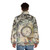Cheshire Cat Alice In Wonderland Puffer Jacket with Vintage Collage Design - men back