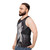 Slim Dusty Unisex Black and White Retro Tank Top - men side