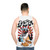 Unisex tank top with retro cartoon penguin design - men back