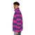 Cheshire Cat inspired puffer jacket with striped design and cute feline details - men side left
