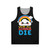 Unisex tank top with "We're All Gonna Die" funny sarcastic message and kawaii rainbow design