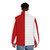 Cherry red and white color blocked puffer jacket - men back