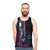 Unisex tank top featuring a futuristic, neon cyberpunk-inspired design - men