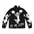 Cheerleading puffer jacket in vibrant colors with cheerleading graphic design