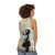 Banksy-inspired red tank top with heart balloon graphic - women back