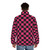 Checkerboard puffer jacket with a music note pattern in black and white - men back