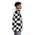 Checkerboard 10X10 puffer jacket with a geometric, black and white pattern - men side right