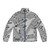 A stylish puffer jacket with a chess-inspired geometric pattern design