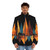 Nature Guitar Puffer Jacket with Artistic Tree Silhouette Design - men front