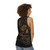 Unisex tank top with a skull and wood print design - women back